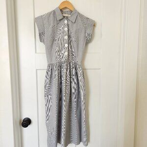 Christy Dawn Black and White Striped Midi Dress